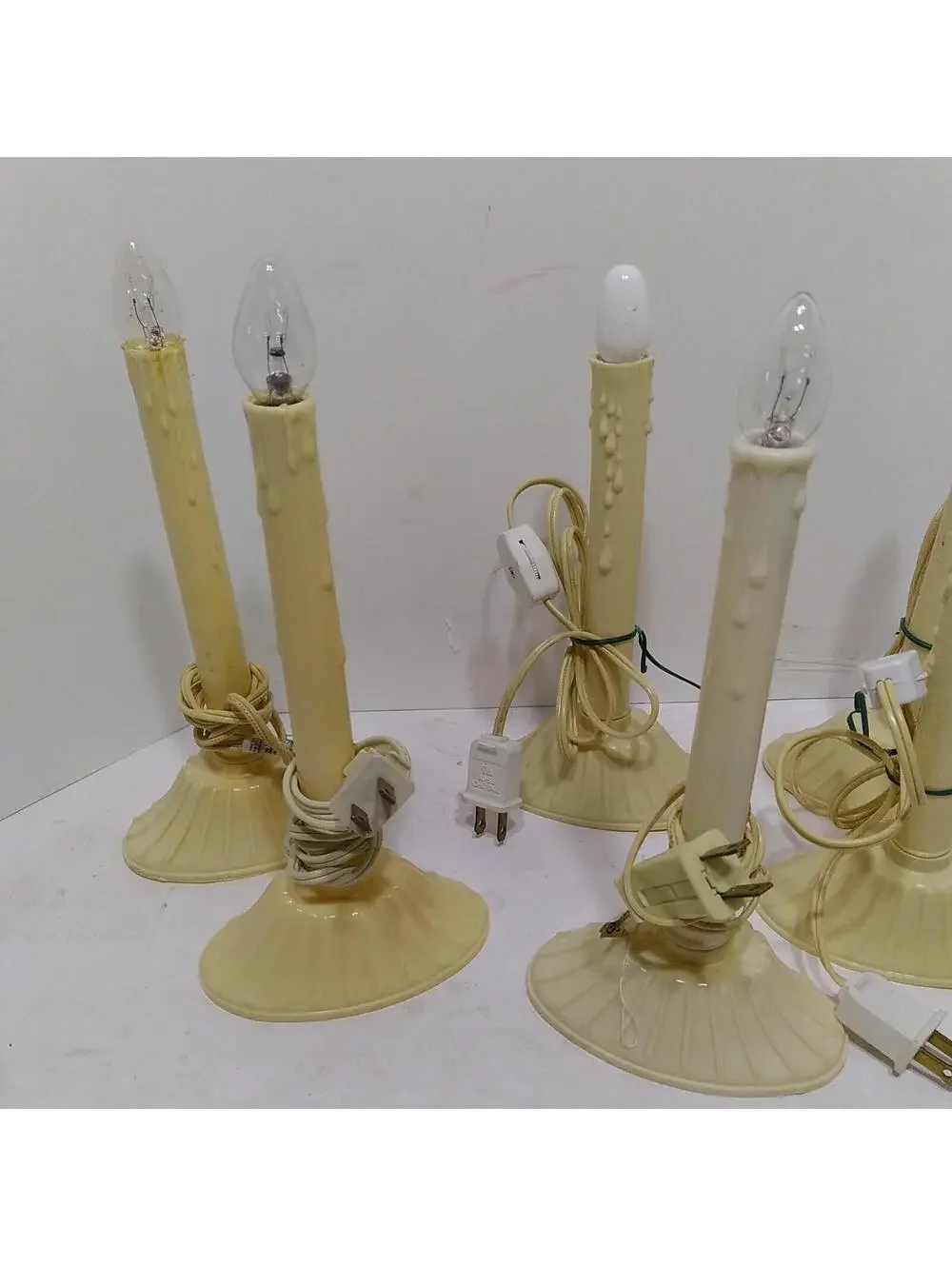 Vintage Christmas Window Single Plastic Wax Drip Candle Candolier Lot Of 7